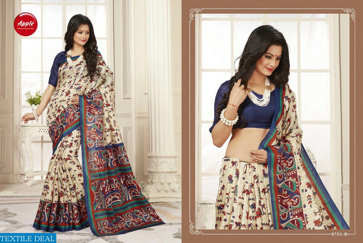 apple madhubani vol-5 wholesale cotton silk saree